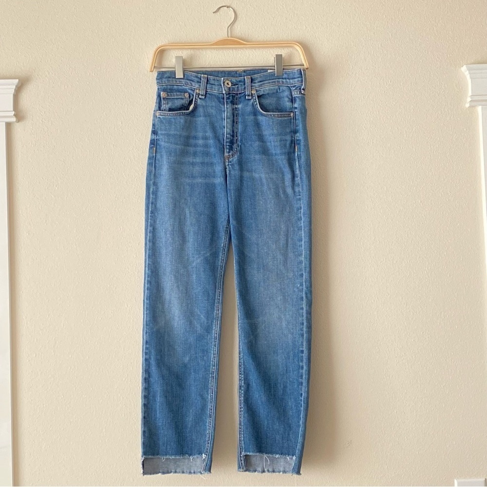 Rag & Bone Chewed Hem High Rise Straight Ambra Wash High Waist Jeans Size 27